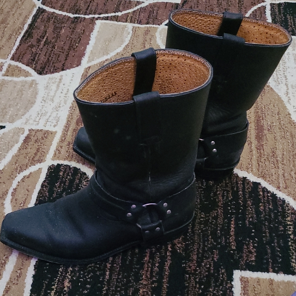 Black Leather Biker Boots